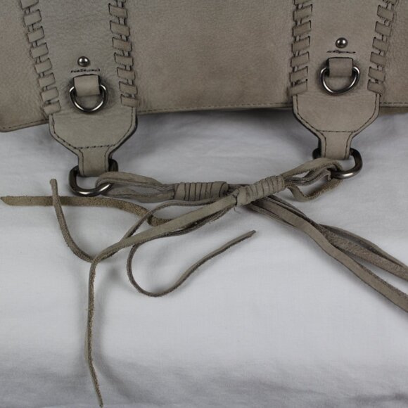 Rebecca Minkoff, Leather Paige Whipstitch Nubuck Satchel Bag - Picture 8 of 14